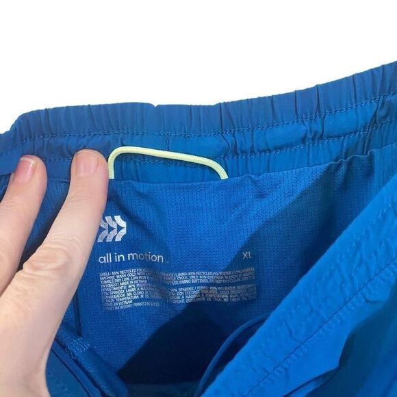 All in Motion blue shorts XL drawstring back zipper pocket built in underwear li - Picture 3 of 6